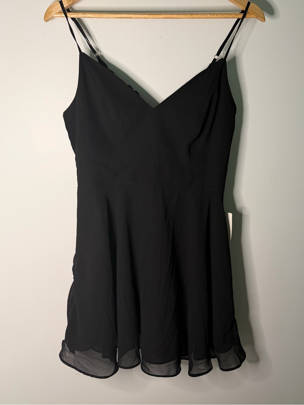 NWT Lulus Black Open Back Lace Fit & Flare Mini Dress Size Medium